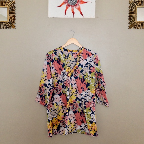 OLD NAVY floral shell shocking blouse - Picture 1 of 4